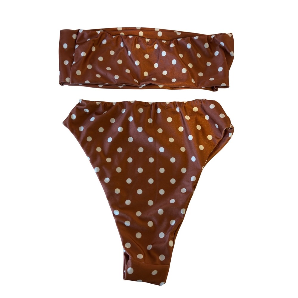 Nasty Gal You're Lookin Acute Polka Dot Bandeau Bikini Set Size 6/10 Retro NWT - Picture 2 of 12